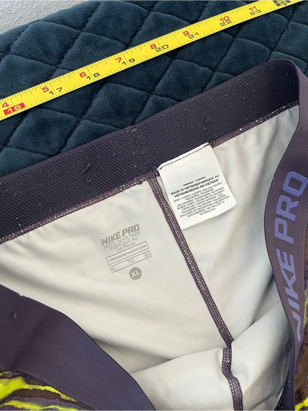 Nike Pro Men’s Yellow and Purple Striped Compression Shorts